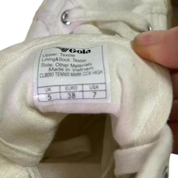 Gola Tennis Mark Cox High CLB093 White Canvas Lifestyle Sneakers 7 - Picture 3 of 6